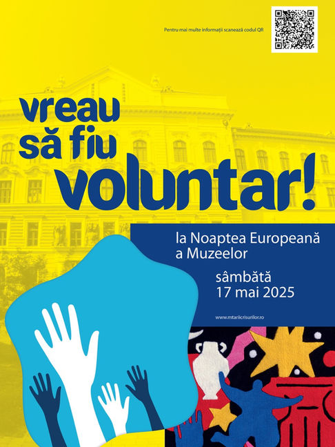 Vrei să fii voluntar la NOAPTEA EUROPEANĂ A MUZEELOR 2025? Se cere să fii pasionat de cultură, să-ți placă să comunici cu oamenii și să poți duce program de 6 ore. Primești adeverință de voluntar