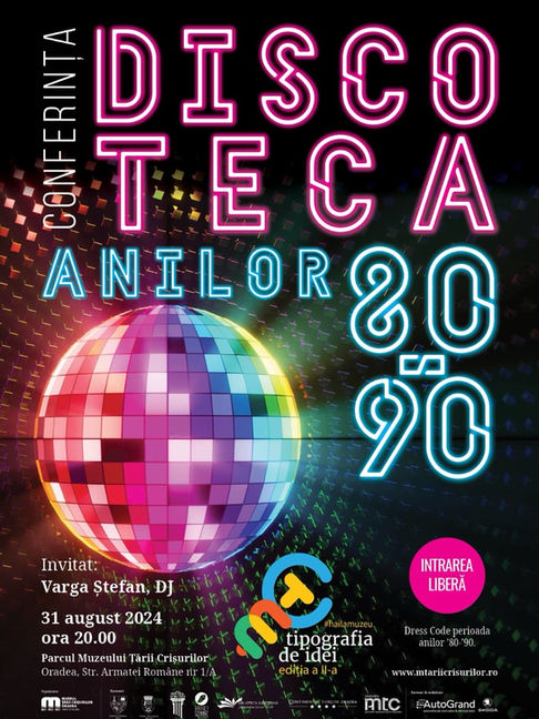 #HAILAMUZEU. Muzeul vine cu a doua ediție de DISCOTECA ANILOR ’80-’90. DJ Varga Ștefan. 31 august. ora 20. Parcul Muzeului. Intrare liberă