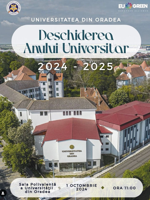 Deschiderea Anului Universitar 2024 - 2025 la Oradea se vede și online. Pe YouTube și Facebook live. Marți 1 octombrie. Ora 11. Media.uradea.ro