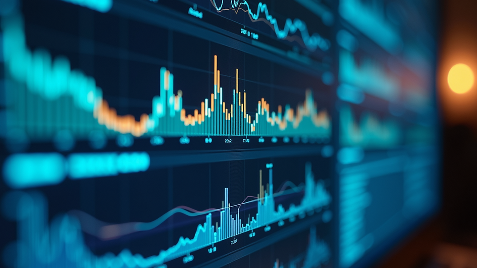 Close-up view of a computer screen displaying AI-generated data visualizations