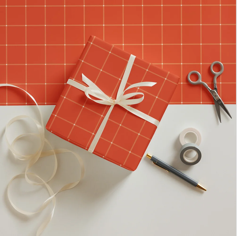 Red Plaid Valentine Wrapping Paper
