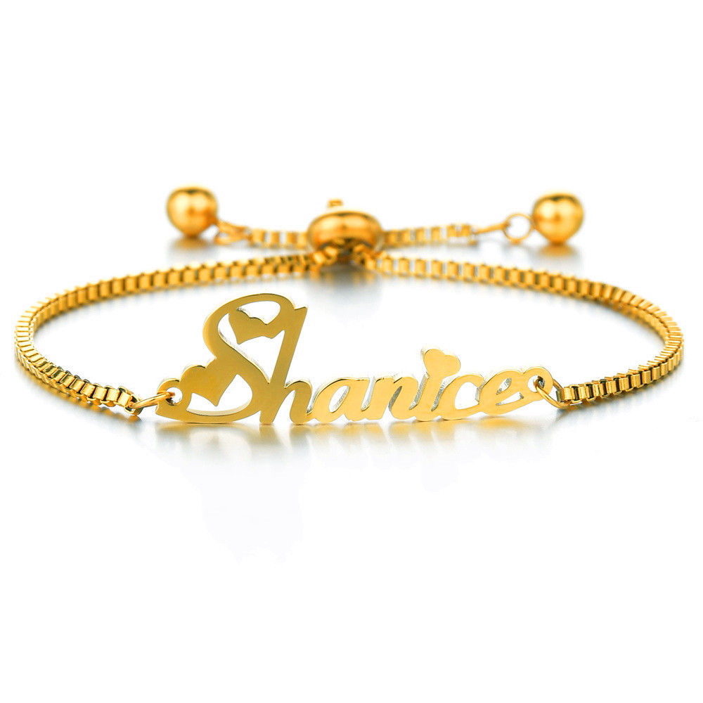 slide box chain name bracelet
