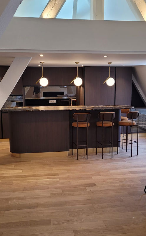 vue ilot cuisine sur mesure