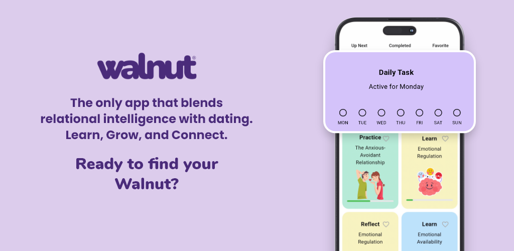Eye-level view of a smartphone displaying a relationship coaching app interface