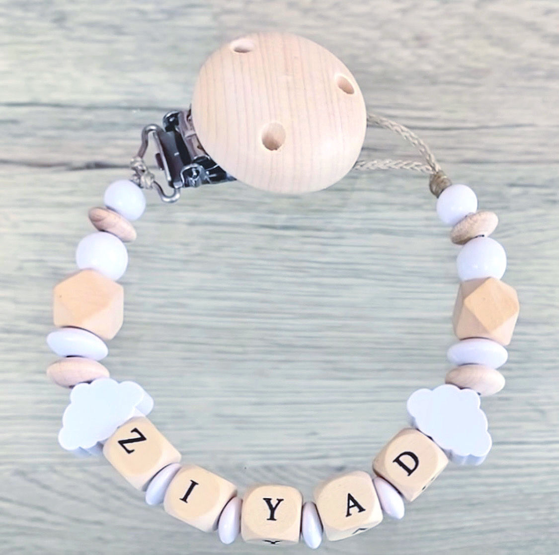 Attache tétine personnalisée / doudou personnalisé perles en Crochet