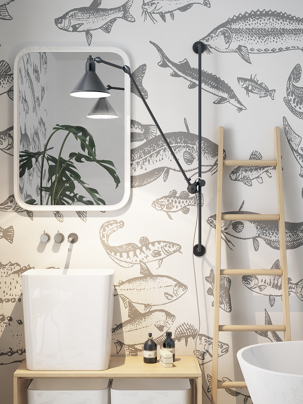Прев'ю: Интерьер обои в ванной, wallpaper bathroom The O, обои для ванной