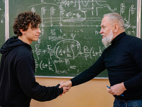 Professor helping student with math