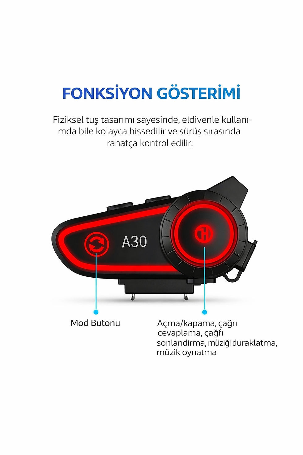 Küçük resim: 2’li Motosiklet Intercom Bluetooth Kulaklık IP67 Su Geçirmez Otomatik Çağrı LED