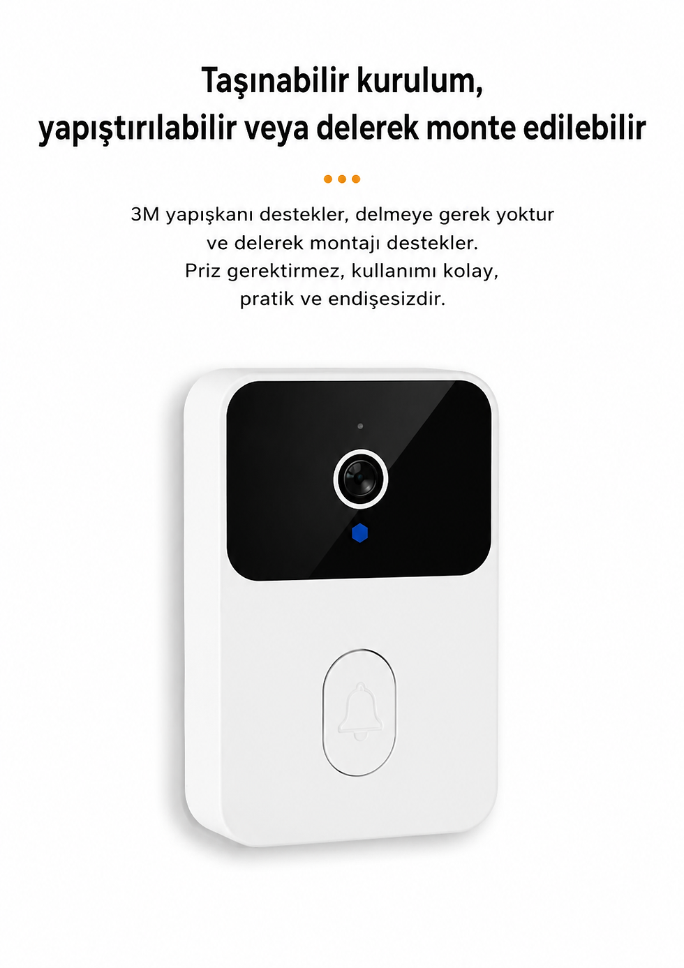 Küçük resim: Kameralı Kapı Zili WiFi Bağlantılı Anında Bildirim ve Görüntülü Görüşme Özellik