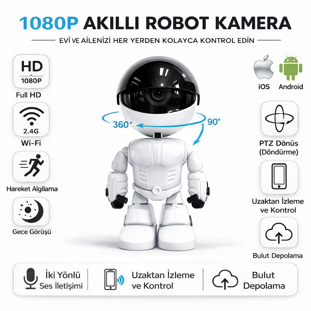 Akıllı Robot Kamera – 1080P HD Güvenlik Çözümü