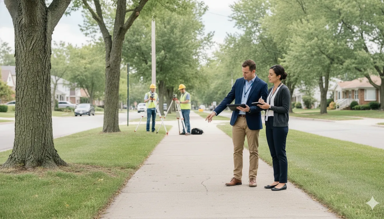 HOA community sidewalk assessment for board repair planning