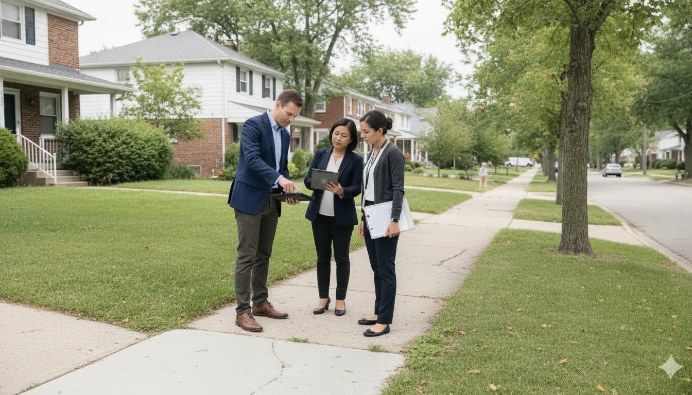 HOA board reviewing mapped sidewalk repair priorities