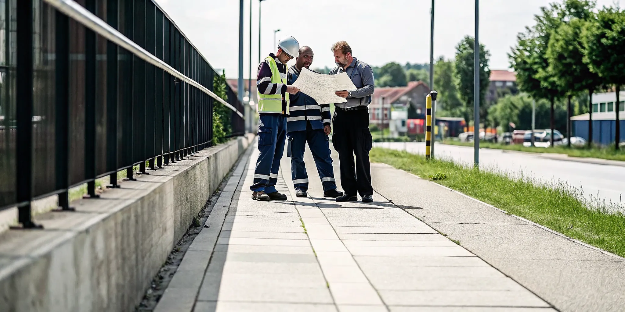 Public works team reviewing a phased municipal sidewalk capital plan