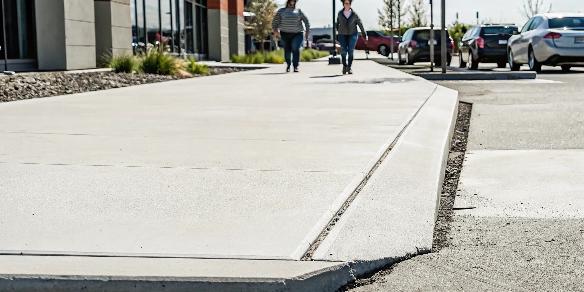 Raised sidewalk trip hazard slab on a commercial property walkway