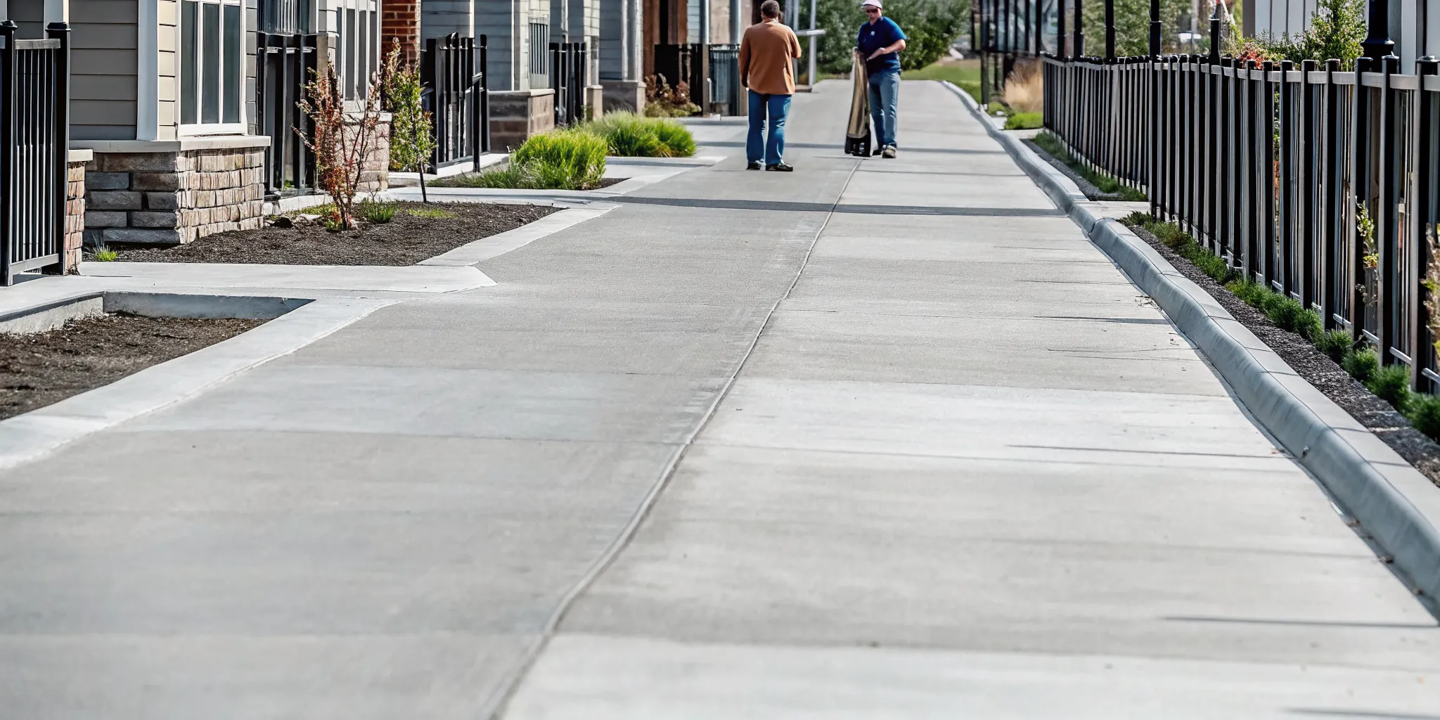 HOA board members reviewing sidewalk compliance documentation and inspection reports