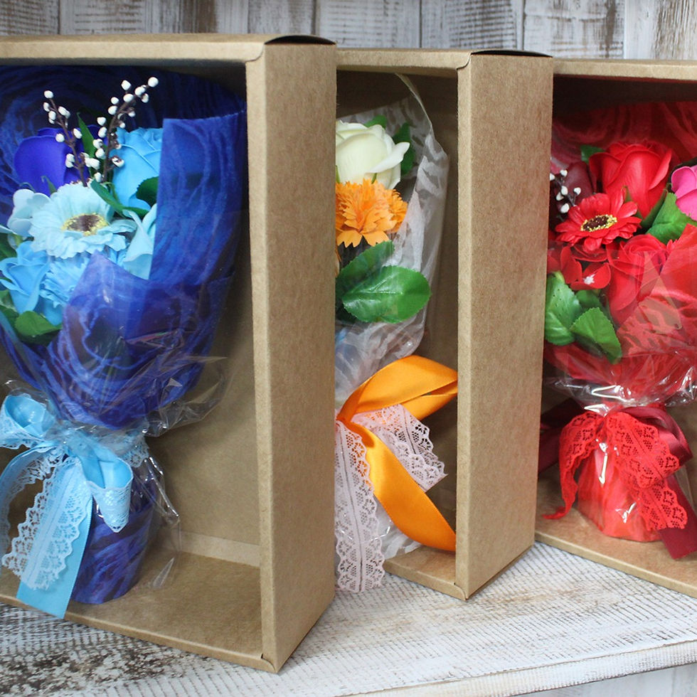 Thumbnail: Boxed Hand Soap Flower Bouquet- Red