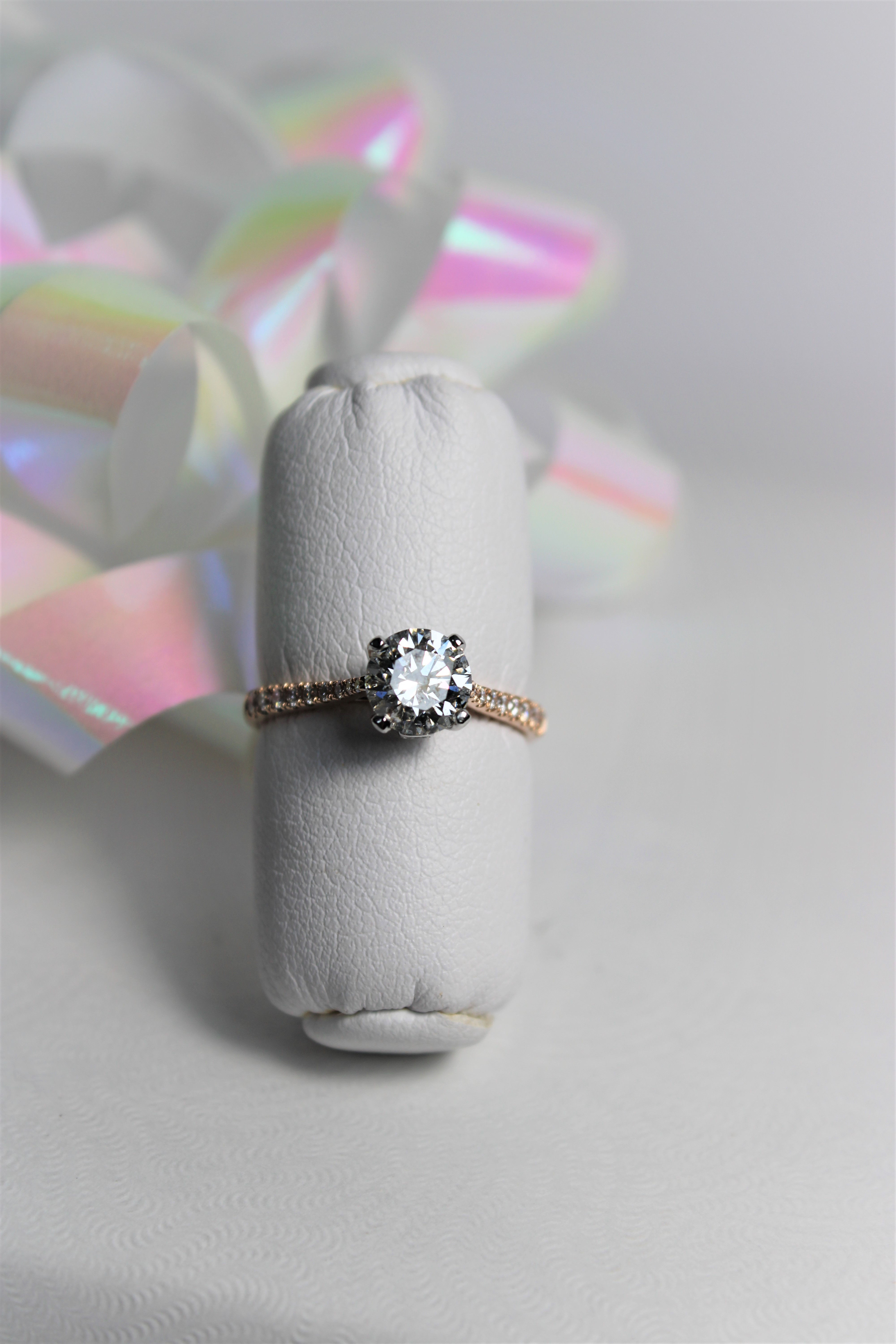 Rose Gold Mounting with 1 Ct Center Diamond - J2189