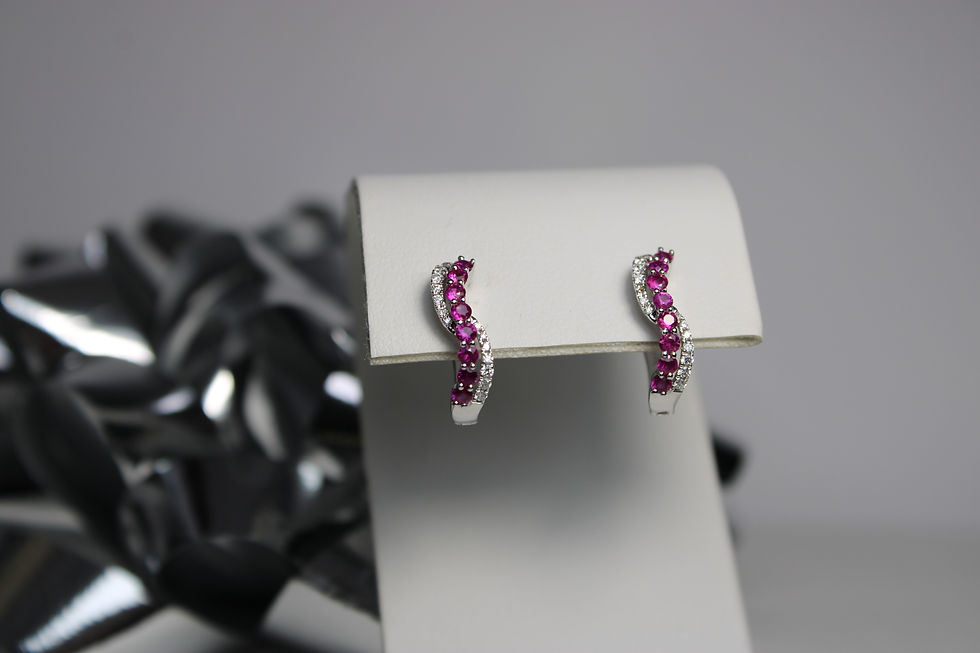 Thumbnail: Wave Style Ruby and Diamond Earrings - J3259