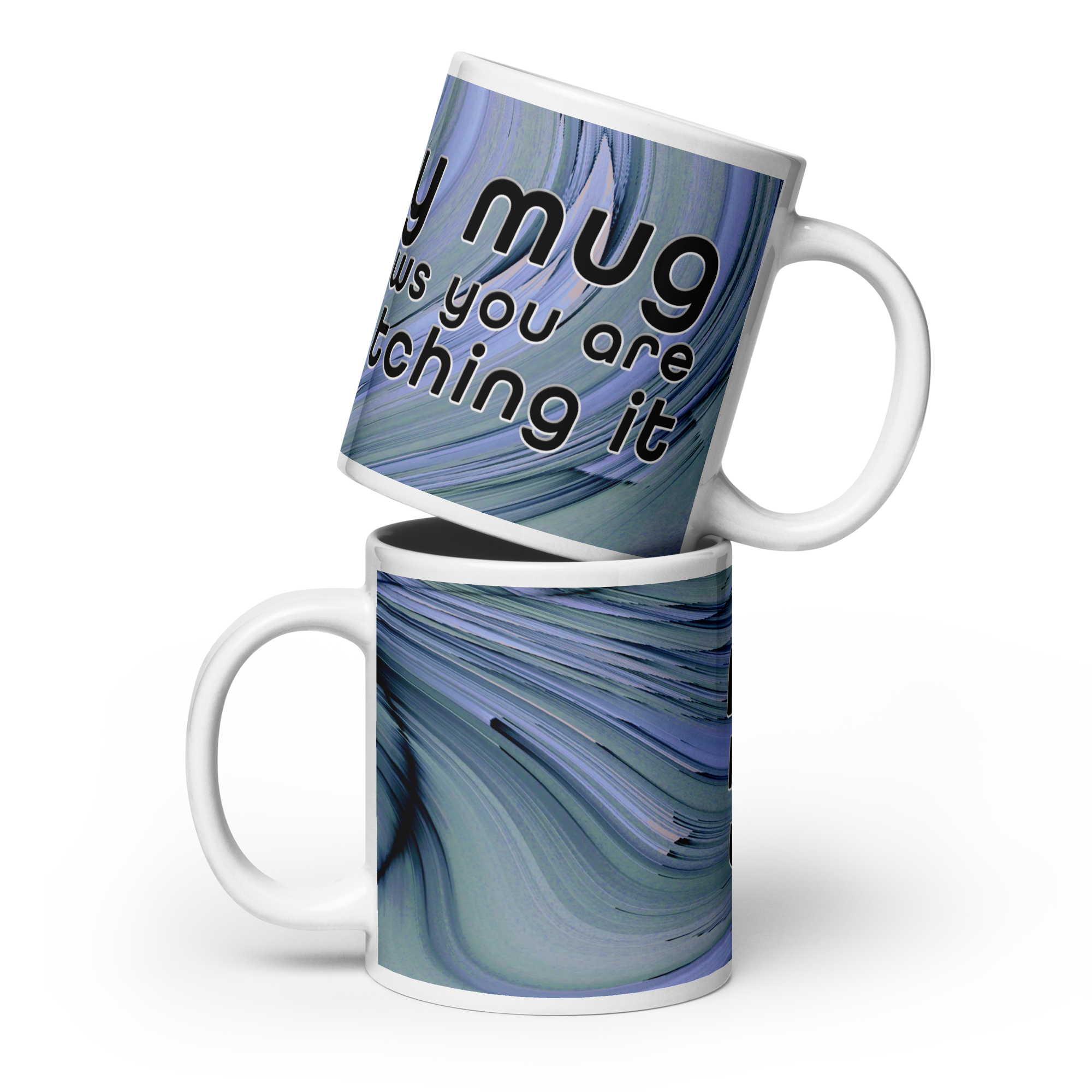 "WATCHING IT" WHITE GLOSSY ART MUG