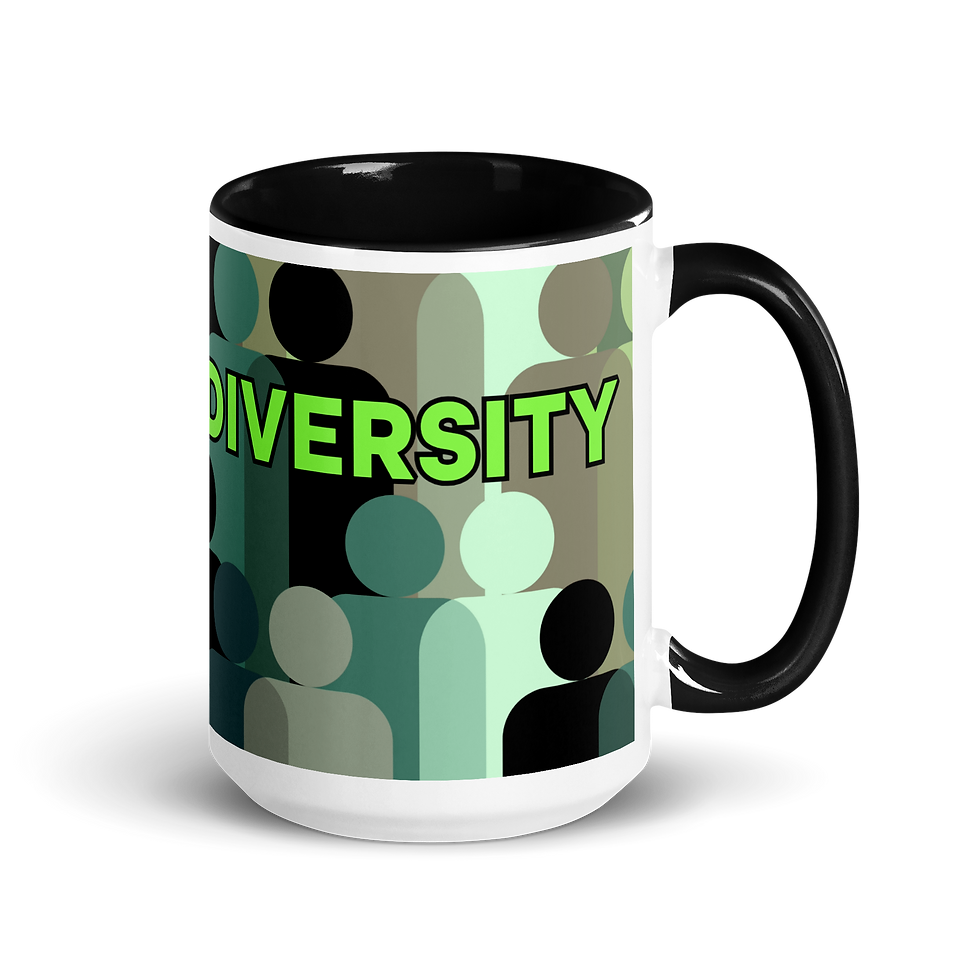 Thumbnail: unity and diversity mug with color inside is a coffee or tea mug with the words unity and diversity printed on it