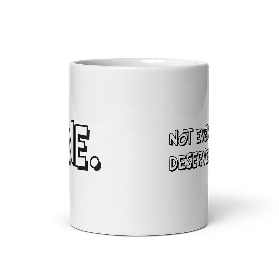 Thumbnail: "MINE" WHITE GLOSSY STATEMENT MUG is a mug that says "MINE"