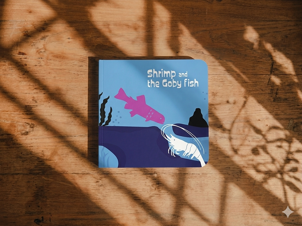Shrimp book sunlight mock-up