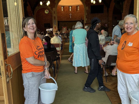 Volunteers. helping at a community fundraising event
