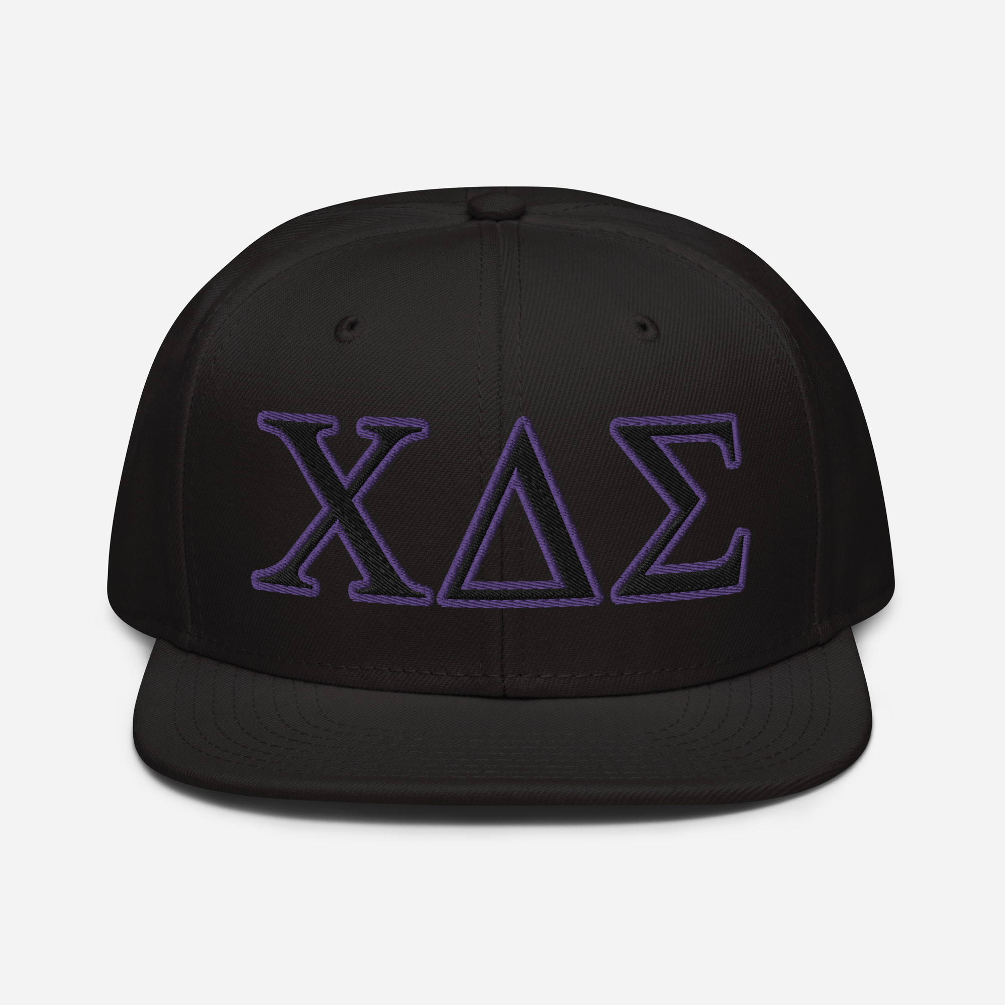 ΧΔΣ Outlined Embroidered Snapback Hat - Purple | Black