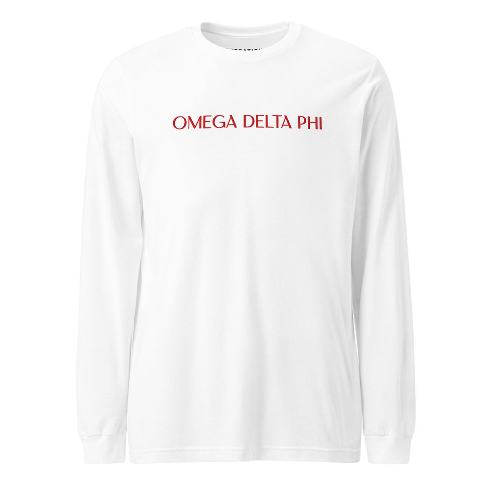 Omega Delta Phi Embroidered Unisex Long Sleeve Tee - Red