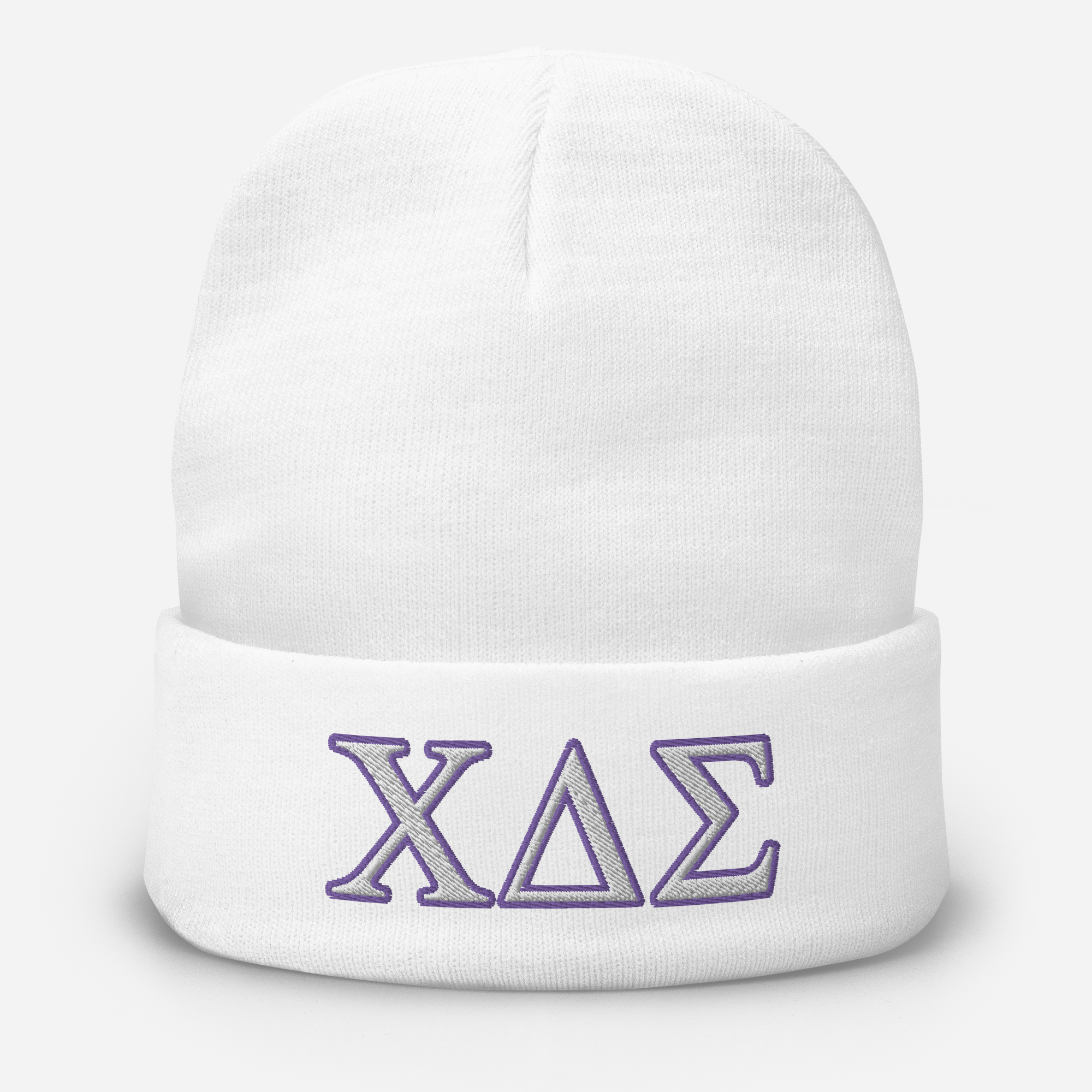 ΧΔΣ Outlined Embroidered Beanie - Purple | White