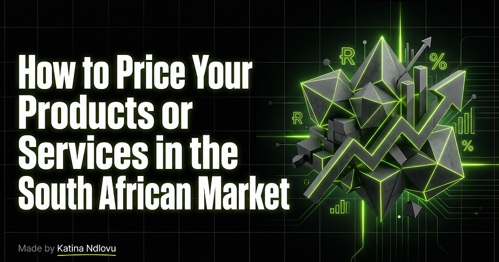 Business owner analysing pricing strategy data for the South African market