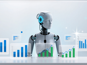 Human-reviewed AI writing dashboard showing charts and content analysis, representing how Katina Ndlovu approaches natural and relatable AI-generated content.