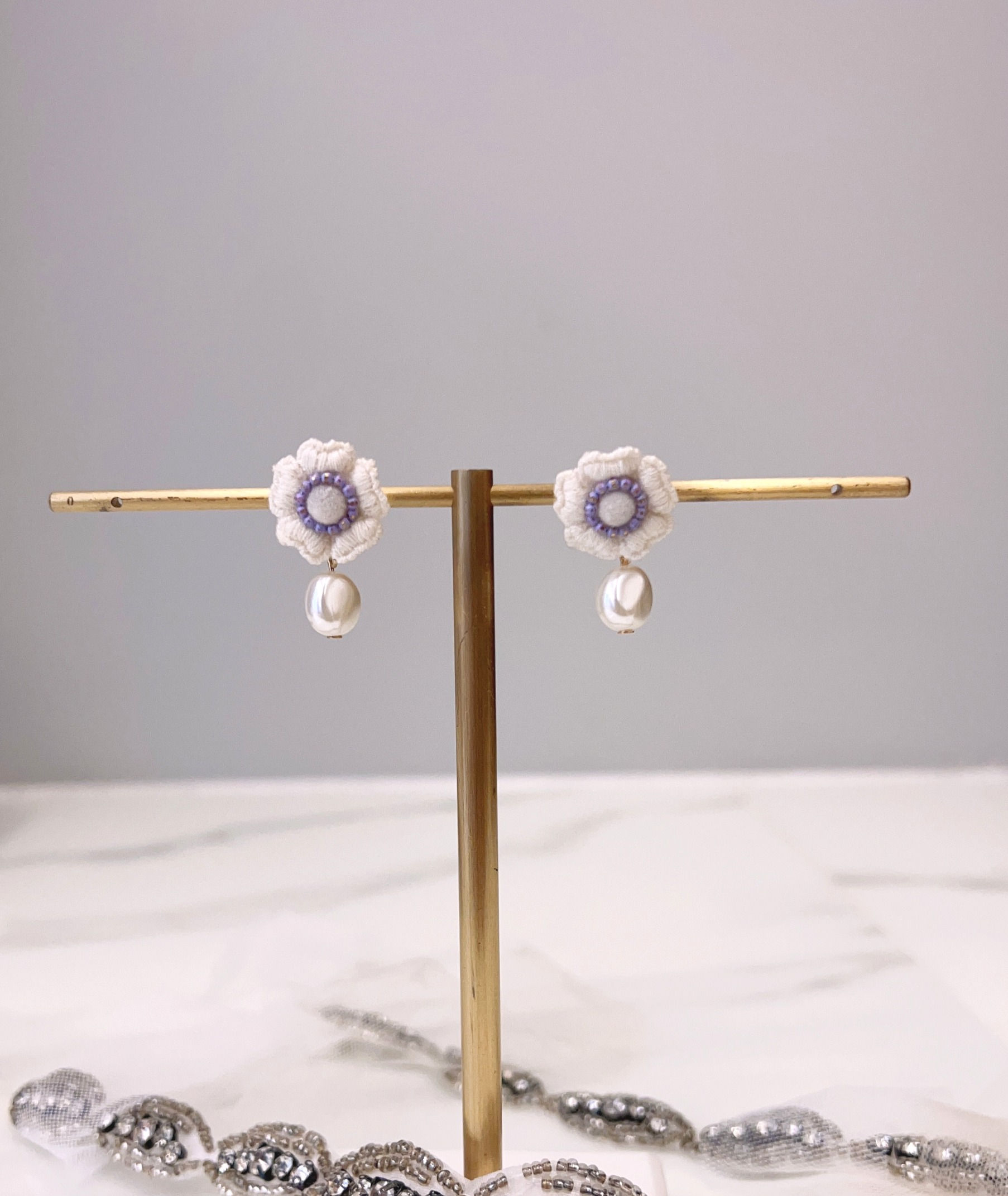 Floral Pearl Earring_Purple (Nov 22_1)