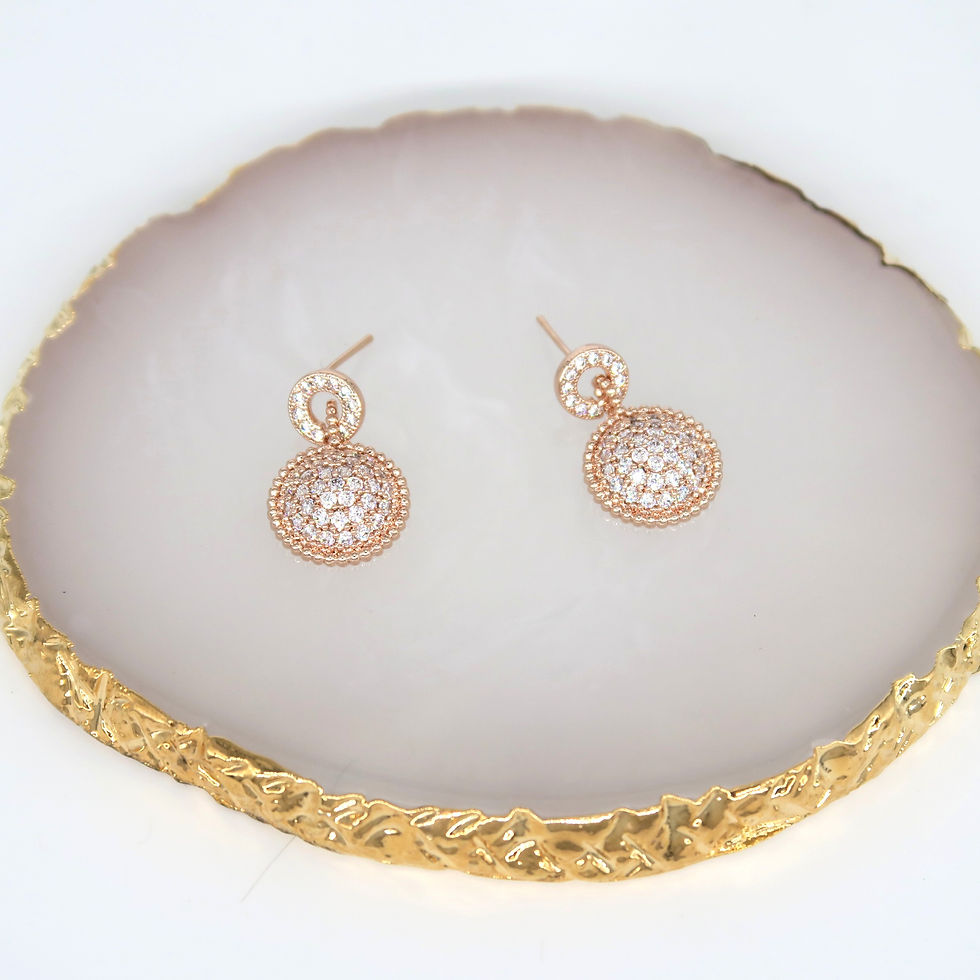 Thumbnail: Rose gold with bling bling gems earrings (E20)