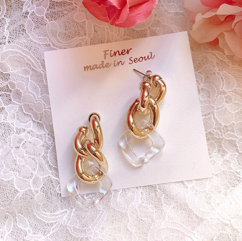 Thumbnail: Stylish Gold & Transparent Links Earrings (Sep_5)