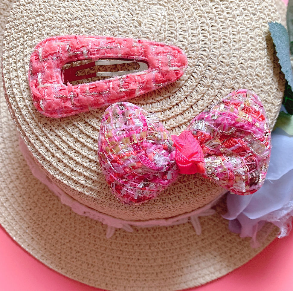 縮圖：Adorable Tweed Kid Hair Clip Set_Pink (Dec_21_3)