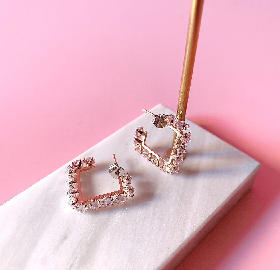 縮圖：Brilliant Square Hoop Pierced Earrings (Feb_7)