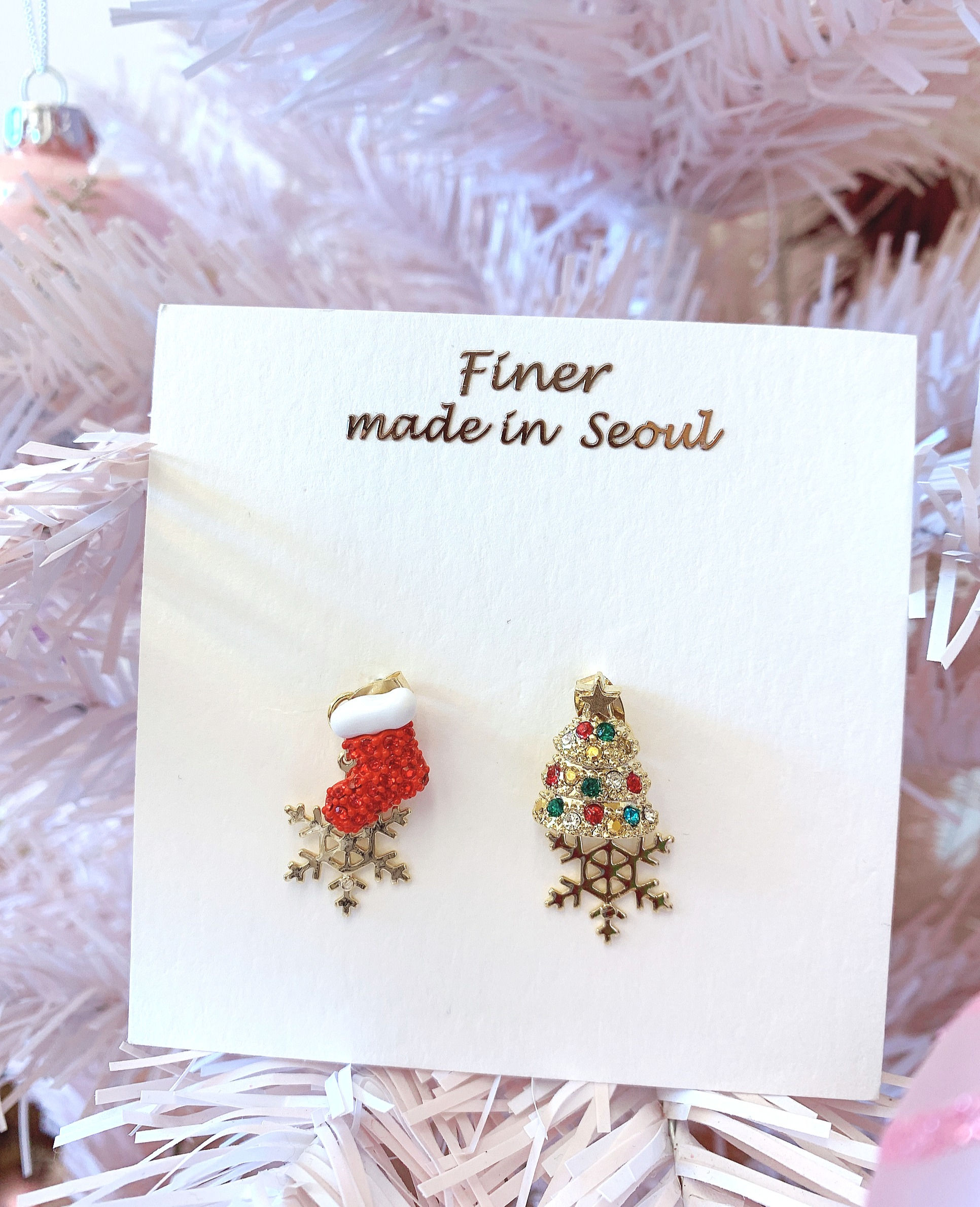 閃閃發聖誕樹雪花耳環（Dec_33）