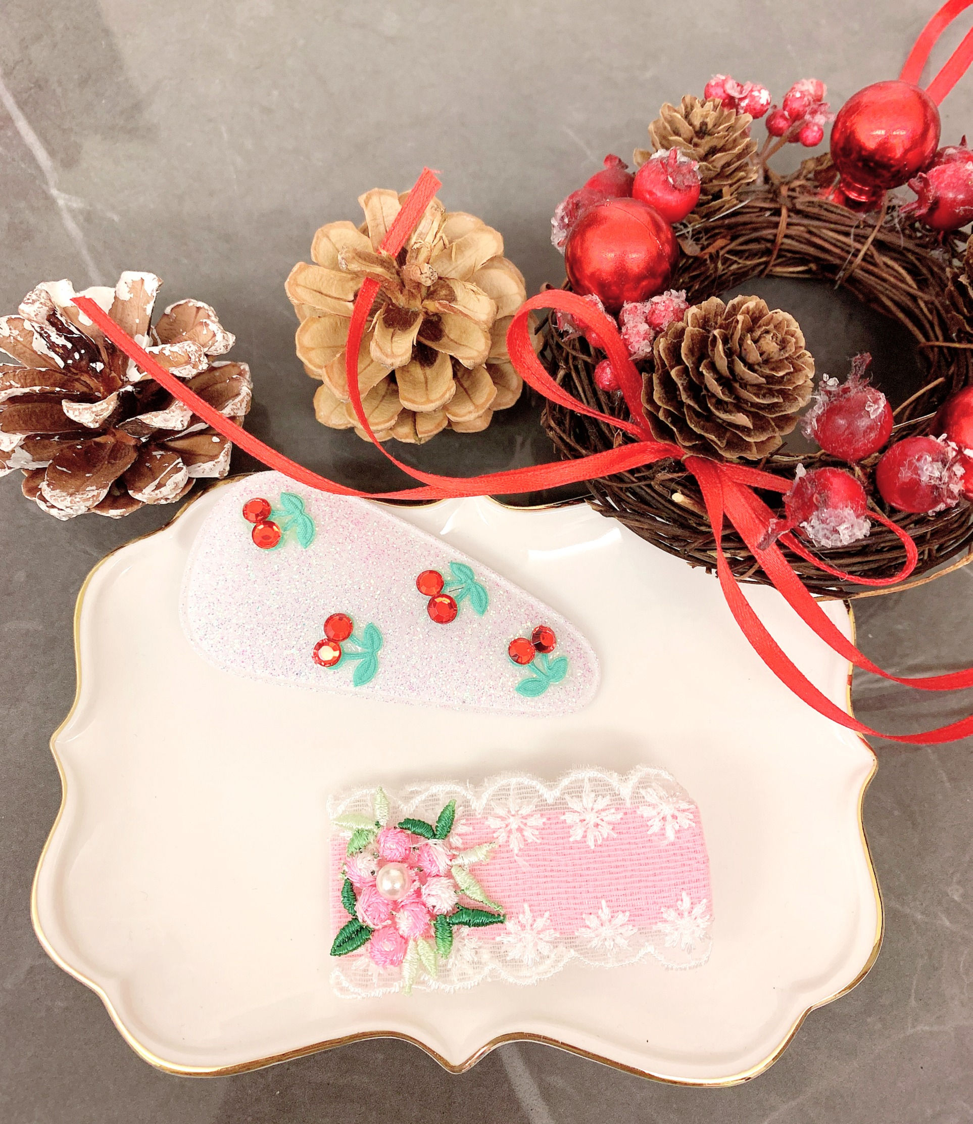 Adorable Pink Lace Kid Hair Clip Set (NO_KH)