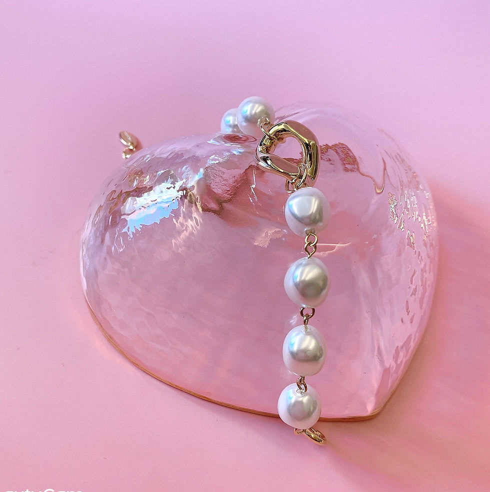 縮圖：Big Pearls with Metal Bracelet (Mar_B3)