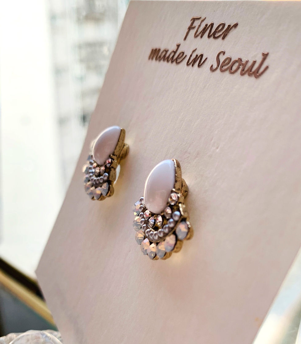 Thumbnail: Sparkling fan shape earrings (CE13)