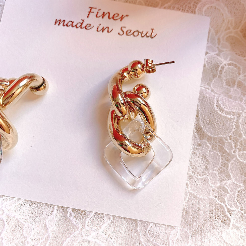 Thumbnail: Stylish Gold & Transparent Links Earrings (Sep_5)