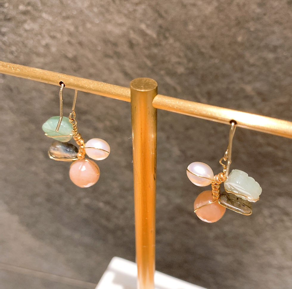 Thumbnail: Stones in pastel colors drop earring (AG_24)