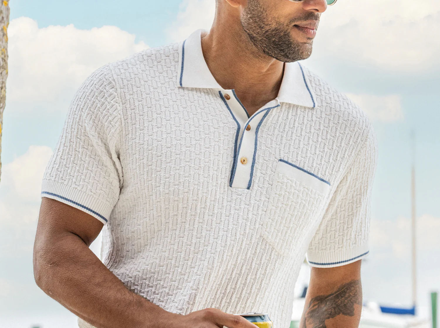 Criquet-Bungalow Sweater Polo-White