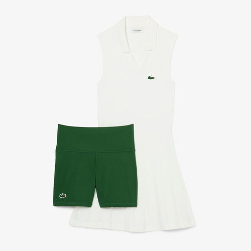 green emerald velvet dress Lacoste Women's Sleeveless Pleated Dress