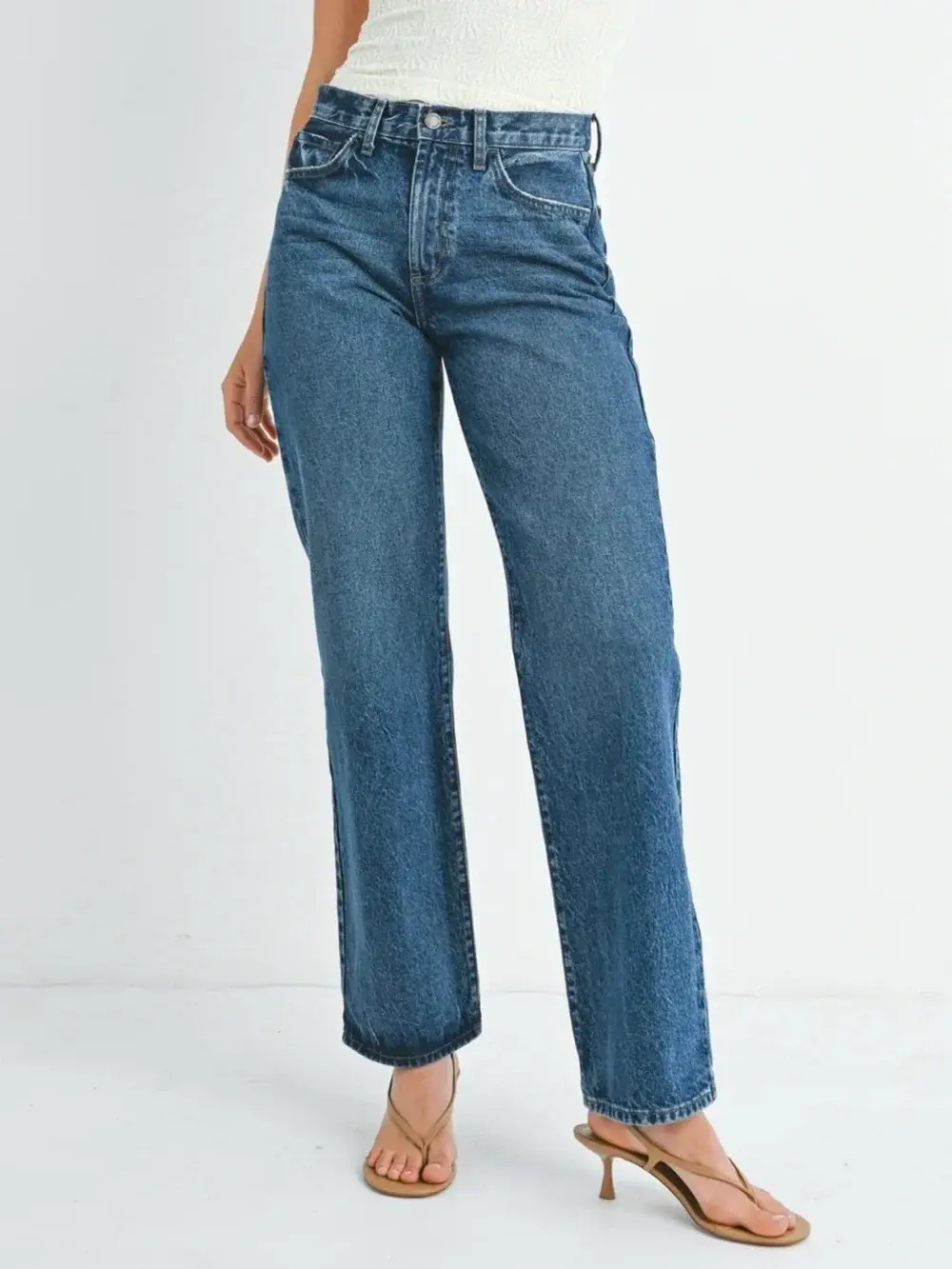 Just Black Denim Relaxed Waist Straight Leg Jeans