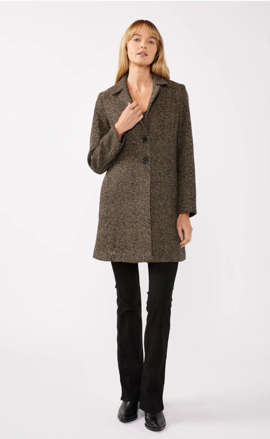 Thumbnail: CHEVRON NOTCHED LAPEL-CREAM & CHOCOLATE 