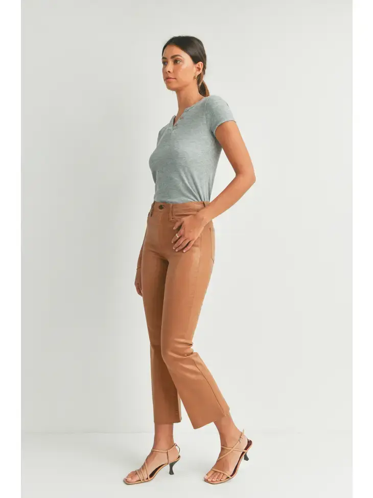 Thumbnail: JUST BLACK-THE COATED KICK FLARE-CARAMEL