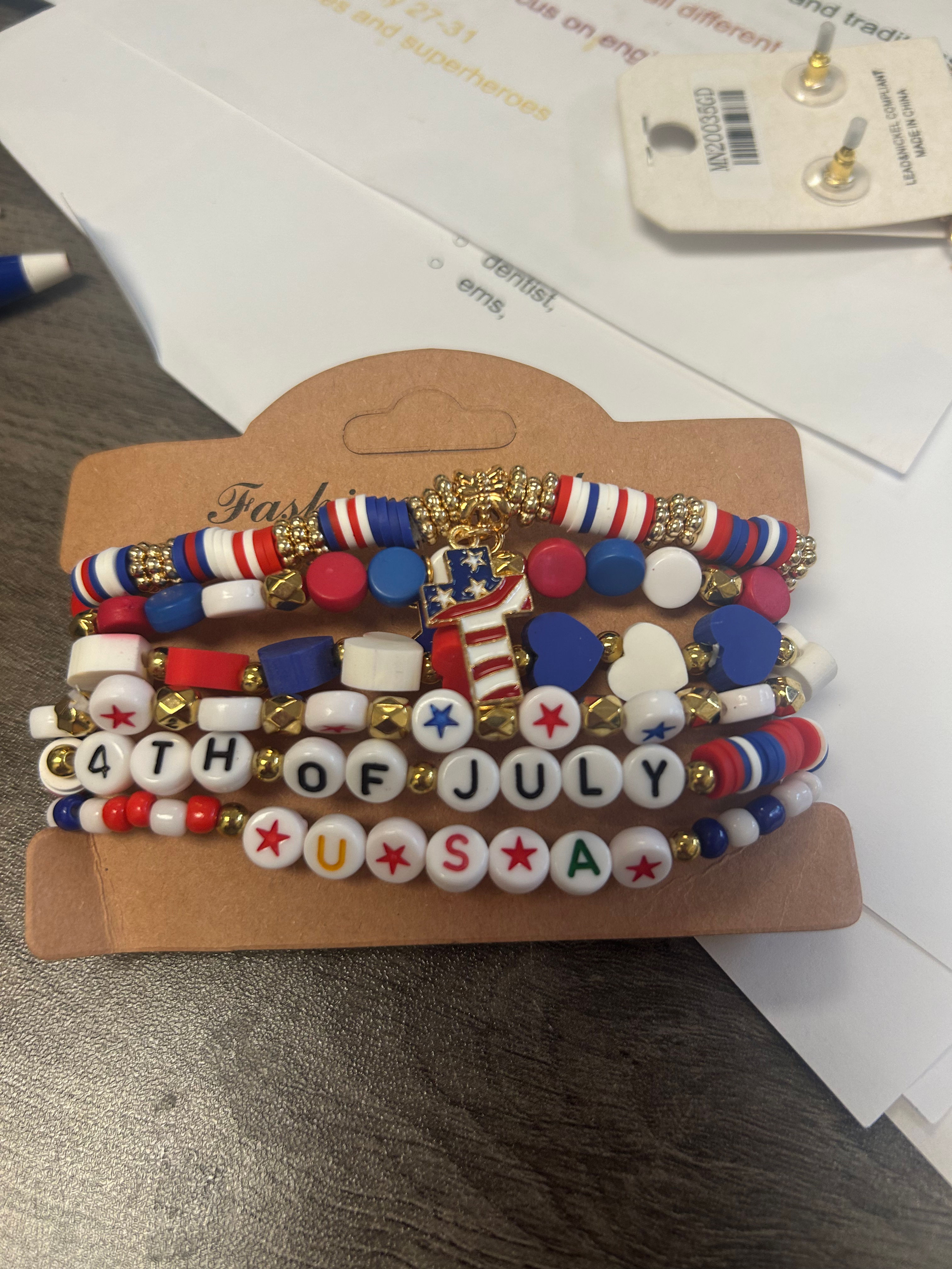 USA bracelet stack