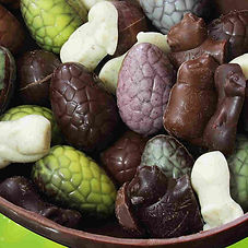 Assortiement d'oeufs en chocolat de chez Bello et Angeli